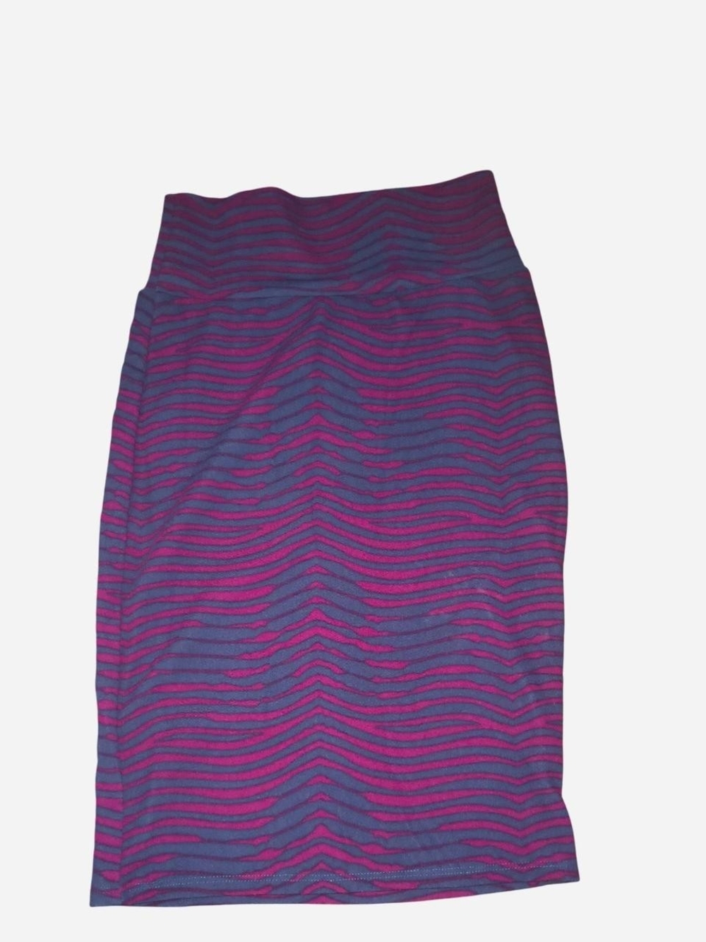LuLaRoe Magenta and Blue Striped Pencil Skirt